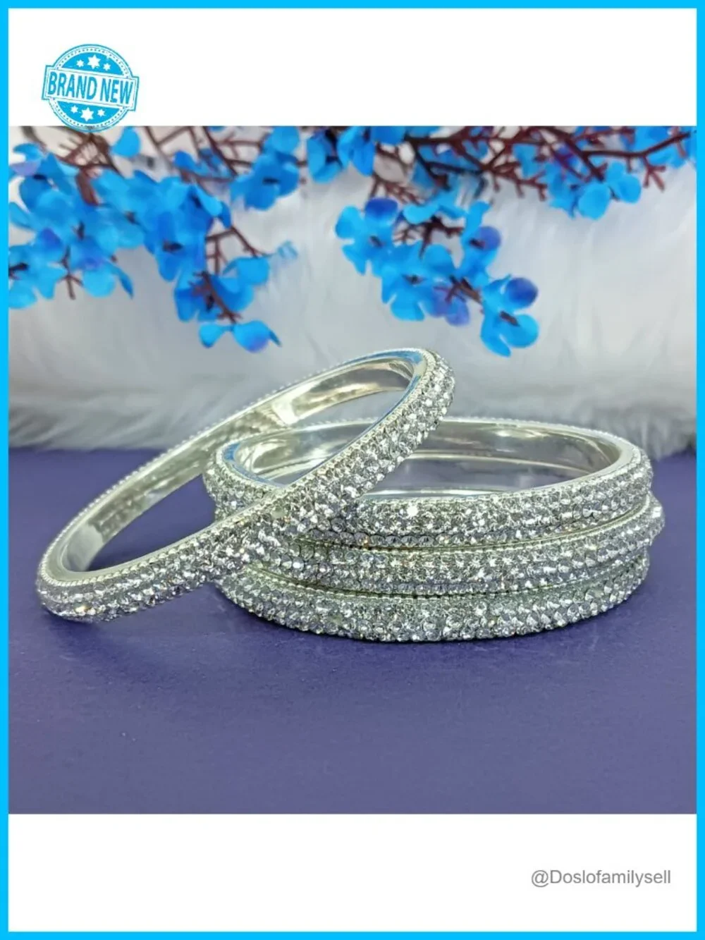 4 Pc Crystal CZ Rhinestone Bangle Set Wedding Bridal Indian Bangles Bracelet